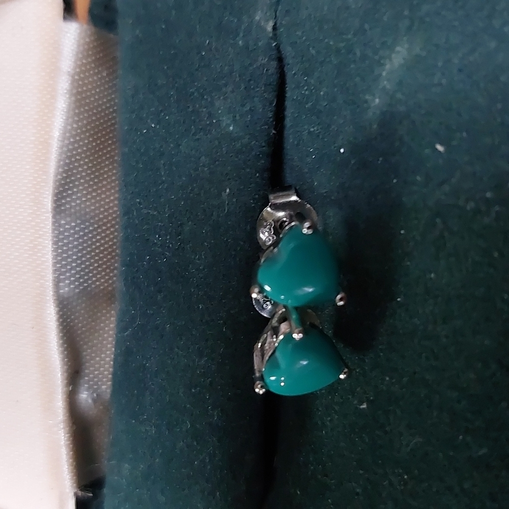 Sterling Silver Heart Natural Turquoise Earrings